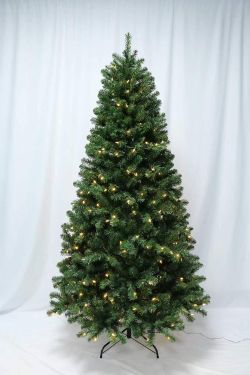 7 FT Prelit Artificial Christmas Tree 300 Warm White LED Lights 1076 Tips Green