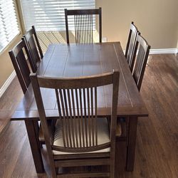 Stickley Craftsman Mission Oak Dining Set – Table + 6 Chairs + 2 Leaves