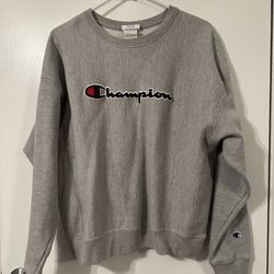Champion logo patch crew neck sweater 