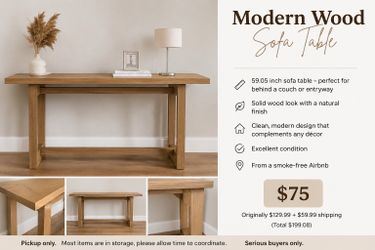🌿 Modern Wood Console / Sofa Table – $75