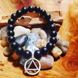 Sobriety Circle Black Onyx Bracelet