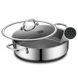 Saute Pan,Hybrid Non Stick 5 Quart Everyday Braiser pan, Chicken Fryer, PFOA Free Cookware, 12 inch Deep Frying Pans with Lid,  Retails $59.99