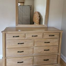 Natural Oak Wood dresser with a mirror.