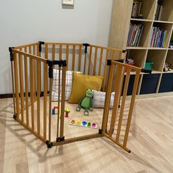 Wooden Toddler Playpen & Baby Gate