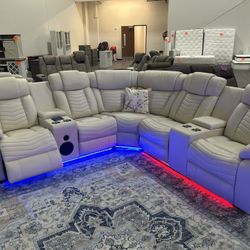 Brand New Reclining LED Sectional Sofa W/ Speakers And Charging 