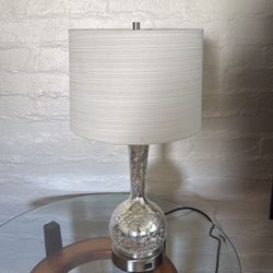 Glass Table Lamp with Faux Mercury Glass Finish Silver - Olivia & May: Modern Linen Shade, No Assembly, E26 Socket