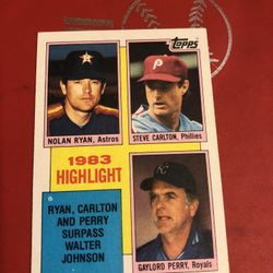 Nolan Ryan -Steve Carlton -Gaylord Perry Baseball 1983