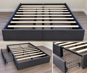 Full Size Bed Frame with Storage Drawers