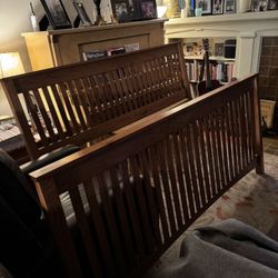 Solid Mission Style King Size Bed Frame With Split Boxsprings