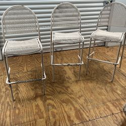 3 REPAINTED High Metal CHAIRS 