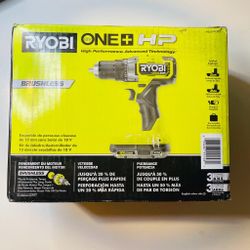 Ryobi PBLDD01K ONE+ HP 18V Brushless 1/2" Drill/Driver Kit, LN Pre Owned 