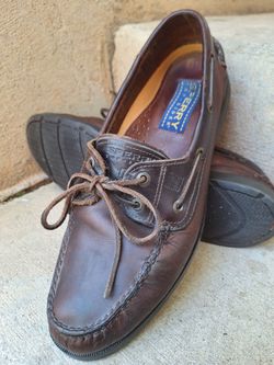 Nice Mens 11 (WIDE) Sperry Top-Sider 2-Eye Brown Leather Boat Shoes Rawhide Lace