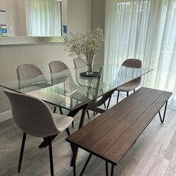 Dining Table Set 4 Chairs And Bench