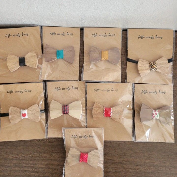 Handmade Wooden Hair Bows/Bowties