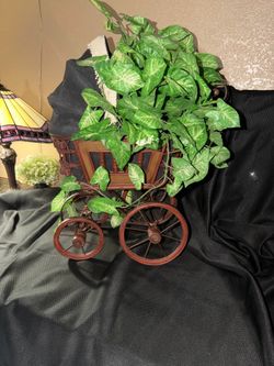 Vintage Style Baby Carriage Planter / Decorative Wicker Display Cart