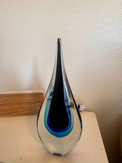 Sommerso art glass teardrop sculpture