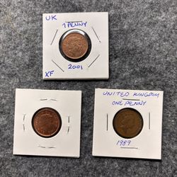 Three Coins : UK : One Penny x 3 