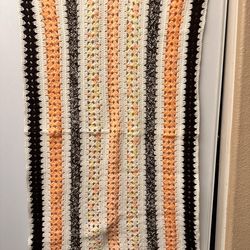 Vintage Handmade Crocheted Striped Throw Lap Blanket 48”x28”