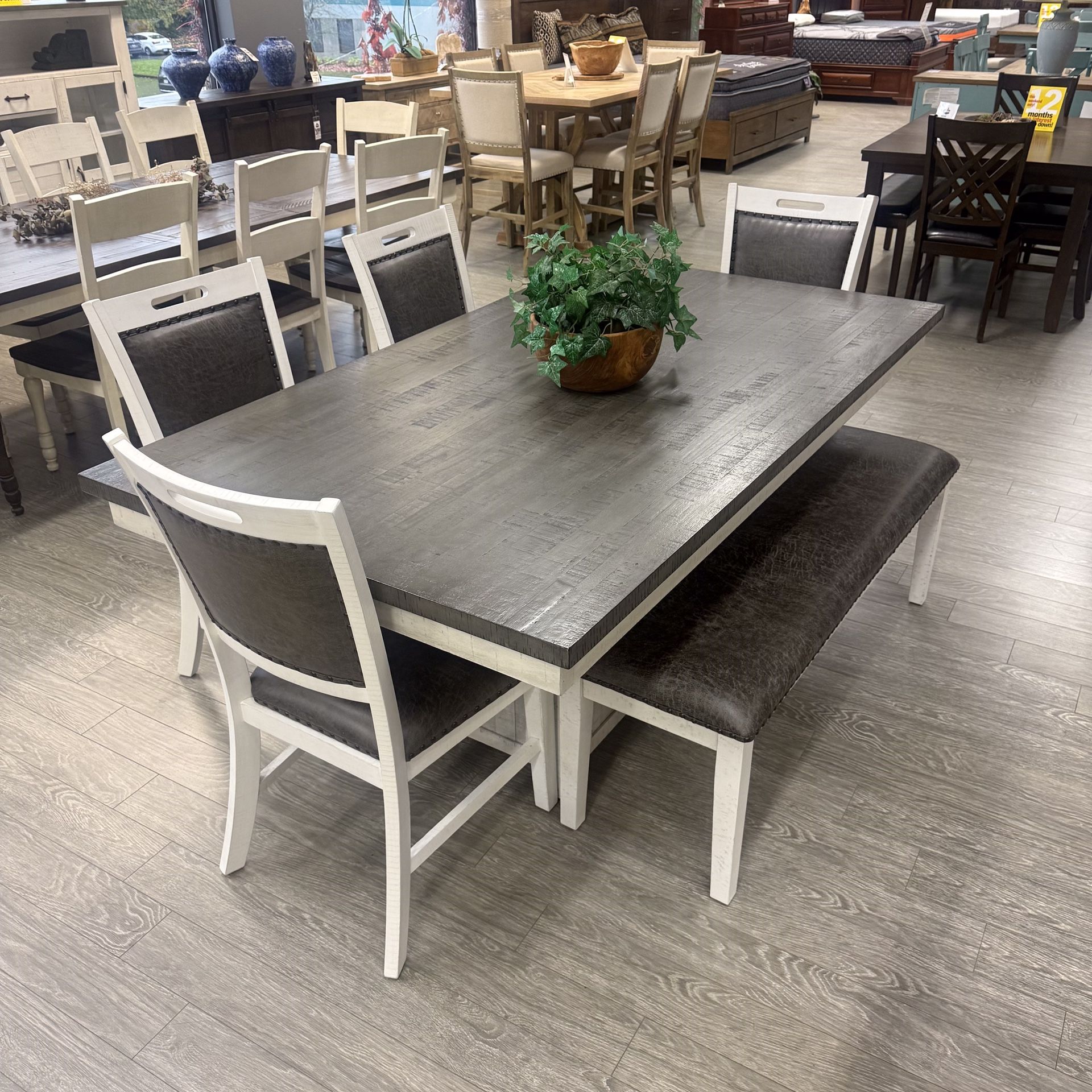 Solid Wood White Wash 6 Piece Dining Set - Timber Ridge