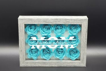 MOM - 12 Paper Flowers/Roses Shadow Box 5x7