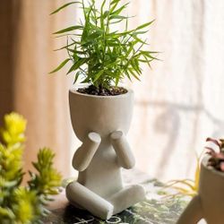 3 Succulent Pots, Small Plant Pots with Creative Human Shape
