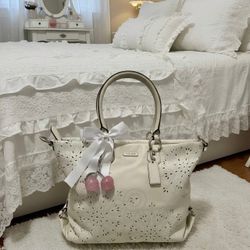 Coach Madison Tossed Laser-Cut Leather Tote Bag
