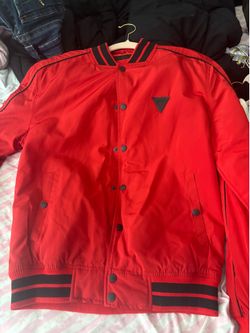 red guess bomber jacket xsmall