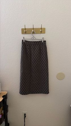 Dark Gray Argyle Midi Pencil Skirt