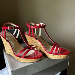 Red Wedge Sandals