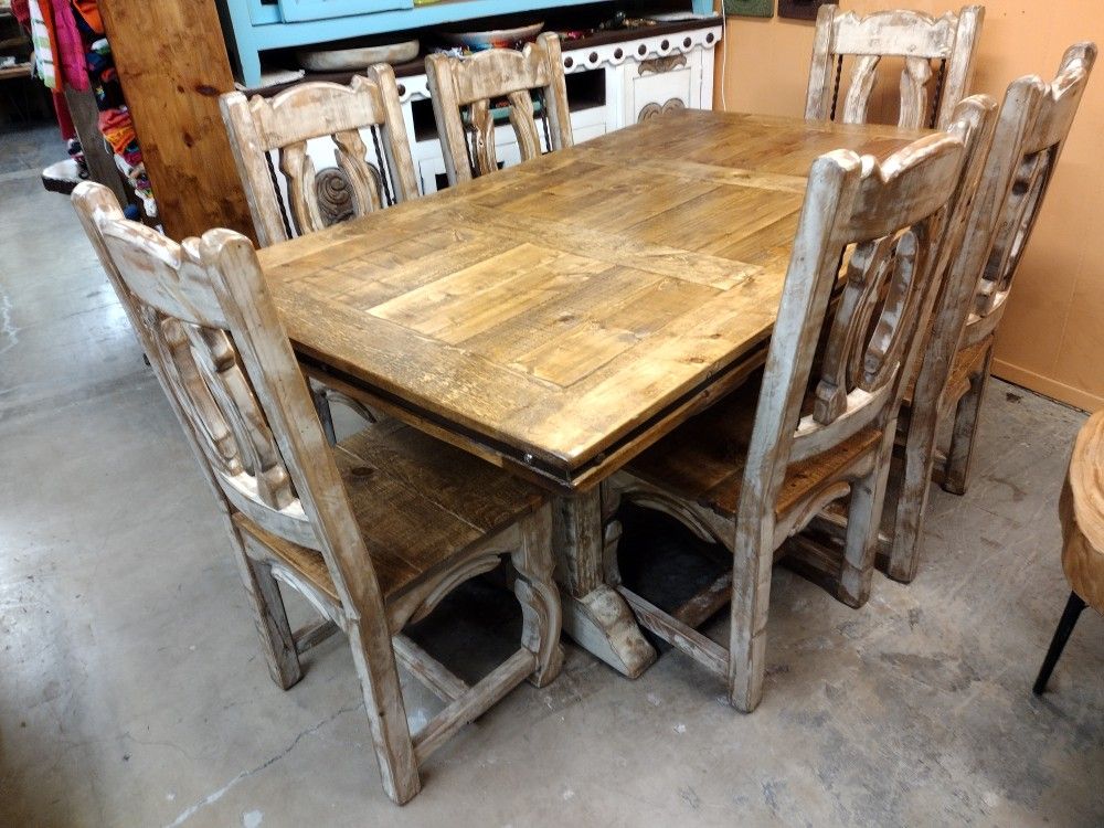 Reclaimed Wood Dining Table With 6 Chairs