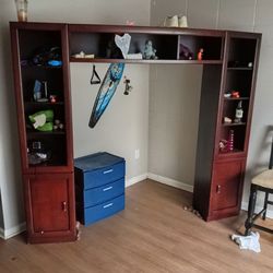 Cherry Wood Entertainment Center Bookcase Unit