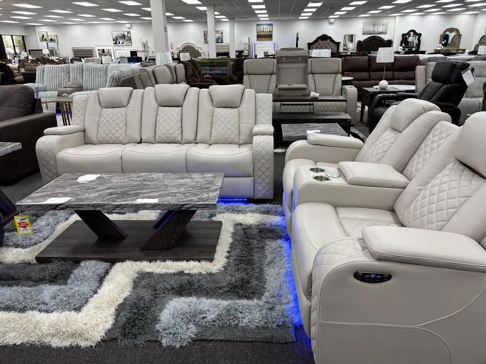 Power Recliner Sofa or Loveseat w/Adjustable headrest, LED lights & Bluetooth speakers
