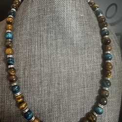Handmade Tiger Eyes Beaded Necklace