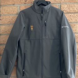READ ENTIRE AD BEFORE MESSAGING - Columbia Men’s ASU Ascender™ Softshell Jacket lined coat size small grey sparky pitchfork Bionic 