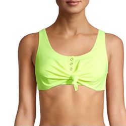 No Boundaries Juniors' Orbit Yellow Henley Swimsuit Top Sz M ( 7- 9)