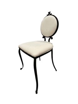 Dark Wooden Vanity Chair with Round Back