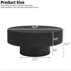 Brand New Small Black Fluted Coffee Table 35 Inch Diameter