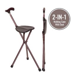 Walking Stick, Walking Cane Chair, Quad and Folding Cane with Seat is 34 Inches Tall, FSA HSA Eligible, and Supports up to 330 Pounds