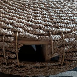 Woven Ratan Coffee Table Ottoman (Needs Work 5 Holes)