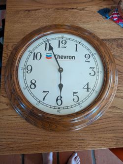 Vintage Chevron wall clock, gas station clock battery operated