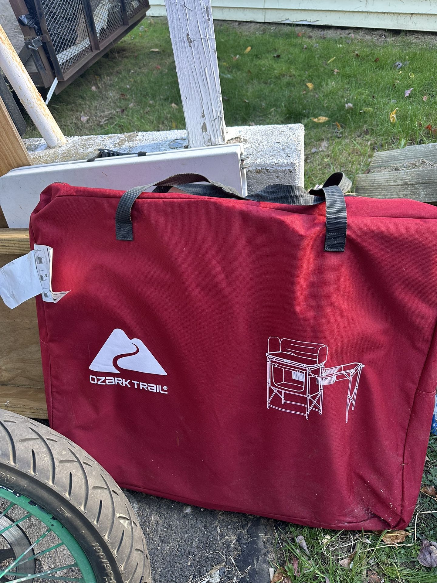 Ozark Trail Deluxe Camp Kitchen with Storage and Sink Table, Red