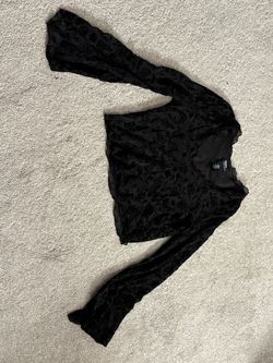 Black Floral Velvet Long Sleeve Top- L- Hot Topic