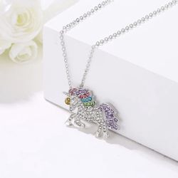Brand New Cute Sparkly Girls Unicorn Necklace In Gift Box 