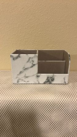Marble Pen/Phone/Notebook Holder Leather Desk Organizer for Work School Business Office Storage Box Name Card Stand