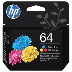 HP 64 Tri-Color Standard Yield Ink Cartridge, Prints Up to 165 Pages (N9J89AN#140)