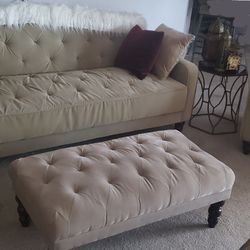 Novogratz Vintage Tufted Sofa Sleeper Chair & Ottoman