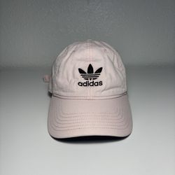 Adidas Hat Cap Strap Back Pink Black Logo Casual Cotton Womens