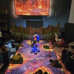 Premium DnD TV Battle Map Table (Purpleheart, Elvish Engraving)