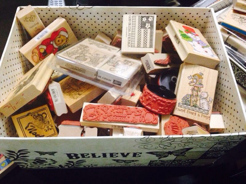 Box with 40 brand new rubber stamps