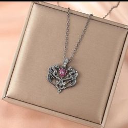 Fashion Creative Dragon Pendant Necklace Exquisite Purple Rose  Gothic Style Retro  Street Knight $10